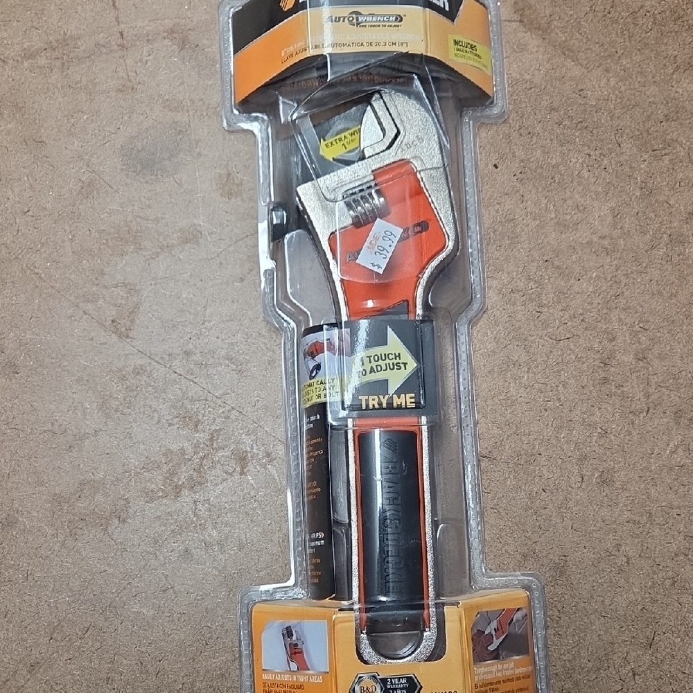 Adjustable Wrench with Black and Orange Handle